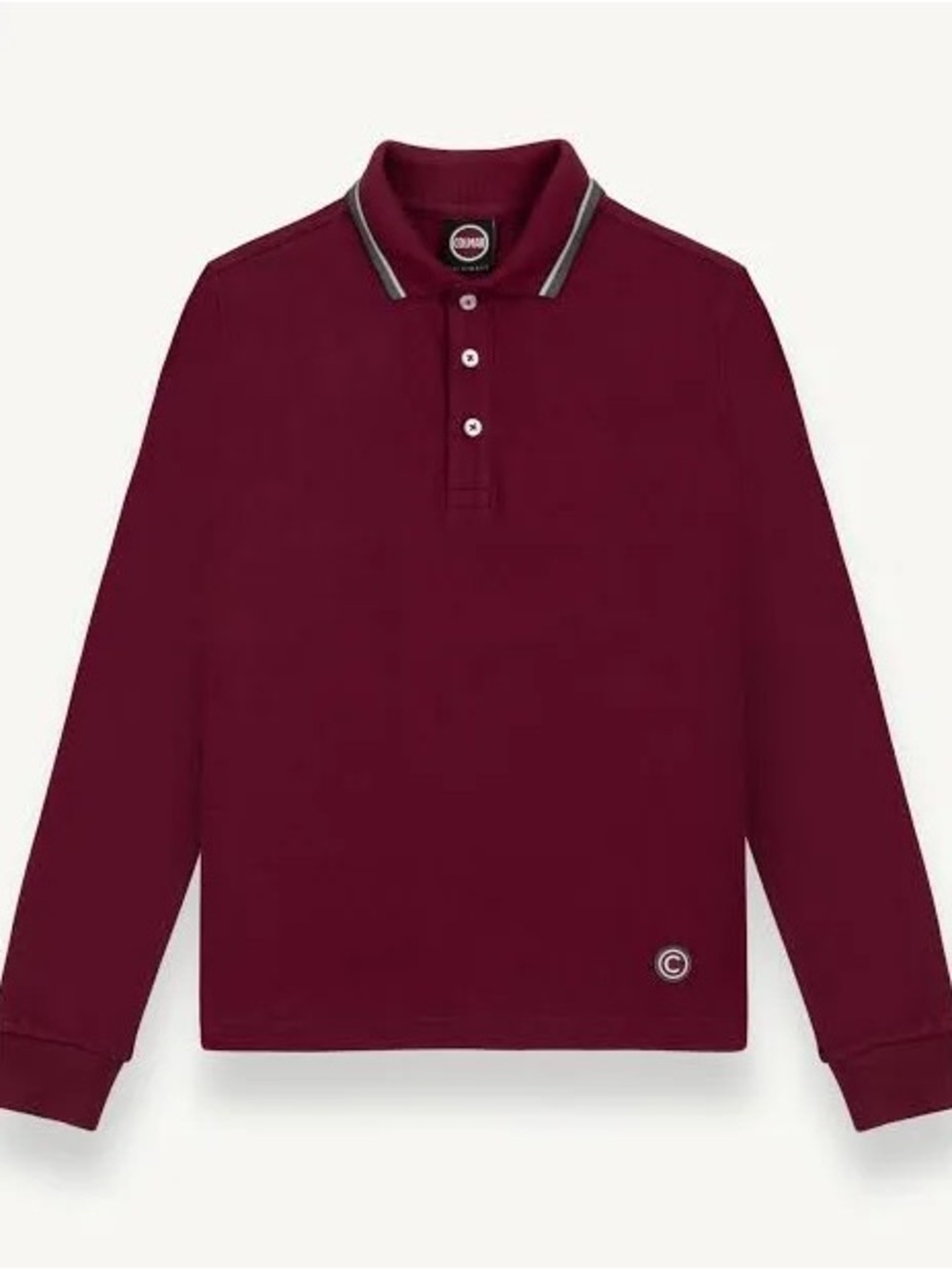 COLMAR Long-Sleeve Polo Shirt in Burgundy with Contrast Trim